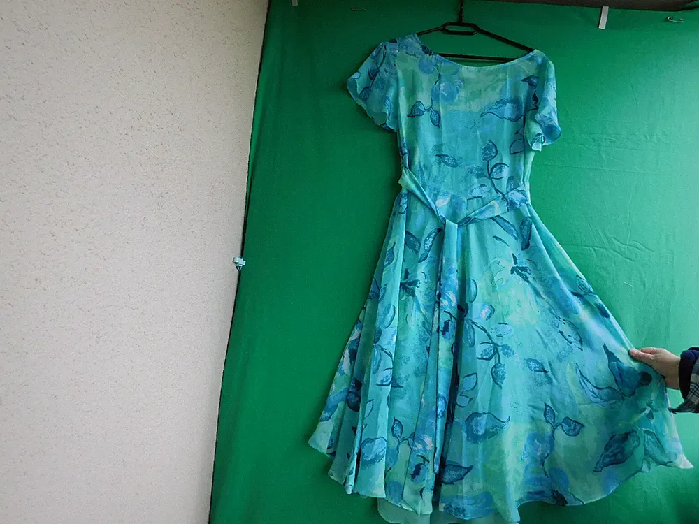 "Changes by together"Damen Kleid mit Unterhemd Gr.36.Türkis,grün-blau gemustert