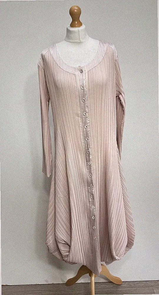 Chesca Kleid 3 UK 20-22 Champagner Plissee Luftpolster Taschen Knopf Hochzeit Gast