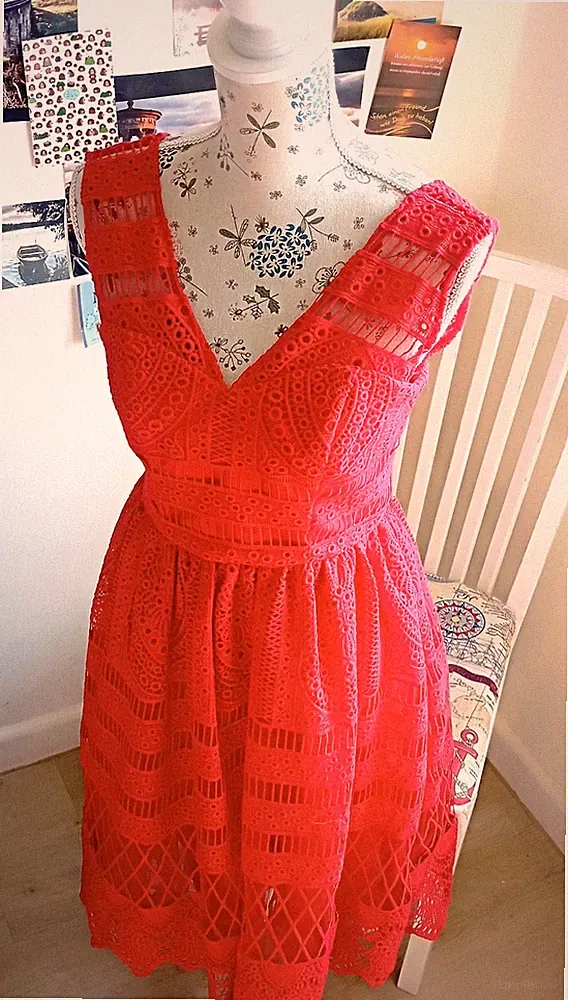 Chi Chi London Kleid Sommerkleid Neu Festlich Spitze 40 UK 12
