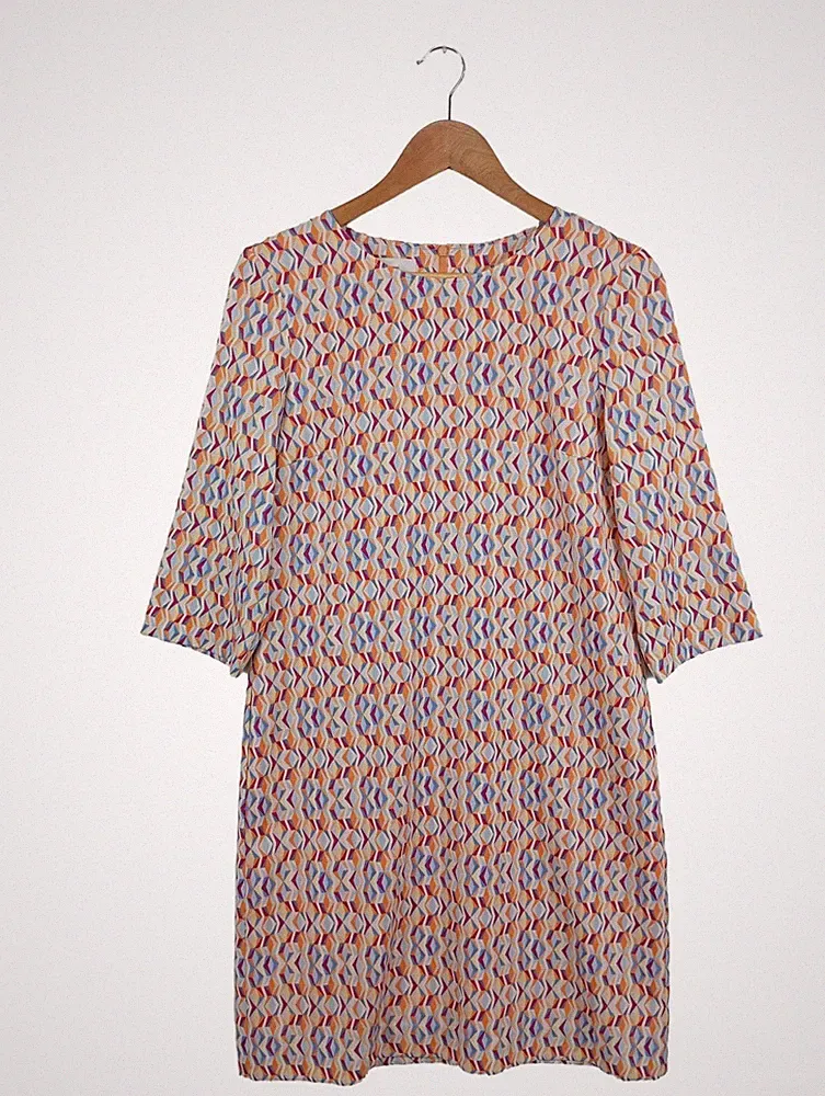CINQUE A-Linien Kleid Damen Kleid Gr. DE 38 orange-kornblumenblau-purpur
