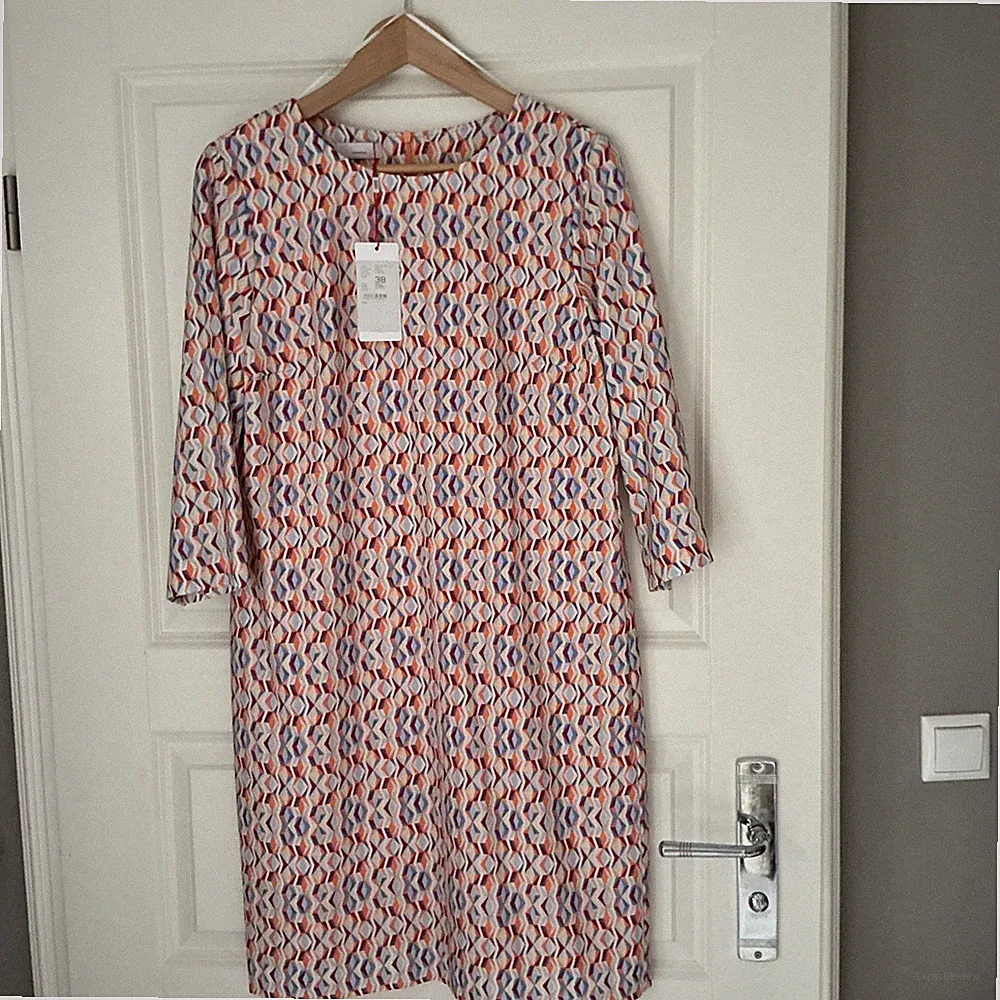 CINQUE A-Linien Kleid Damen Kleid Gr. DE 38 orange-kornblumenblau-purpur