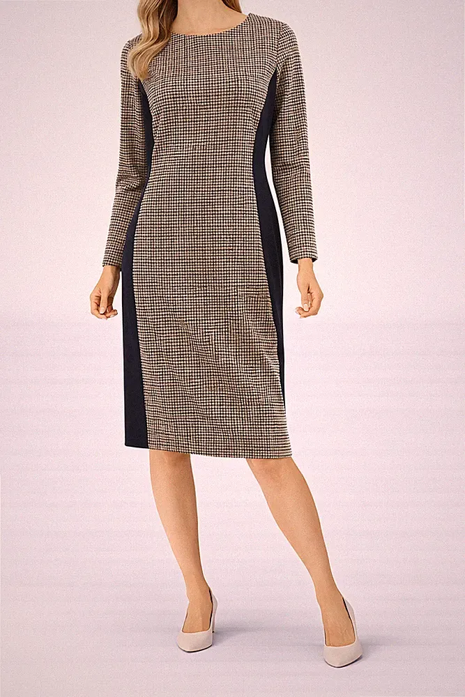 Cinque Kleid 36 38 Bunt Damen Etui Kariert Business Elegant Langarm Np 169 Neu