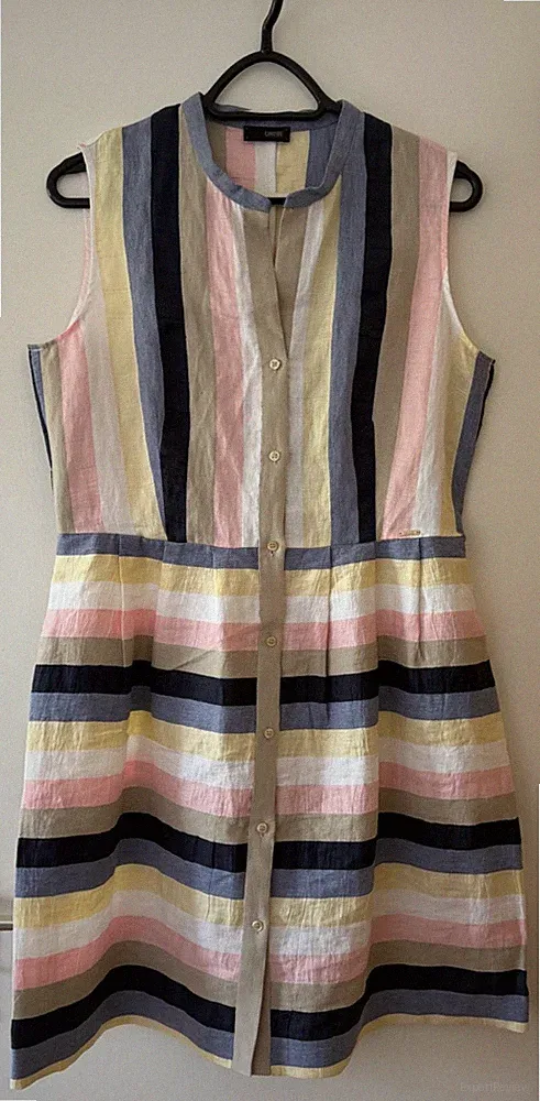 CINQUE Sommer-Kleid mit Streifen Größe 40 Leinen Baumwolle Topzustand