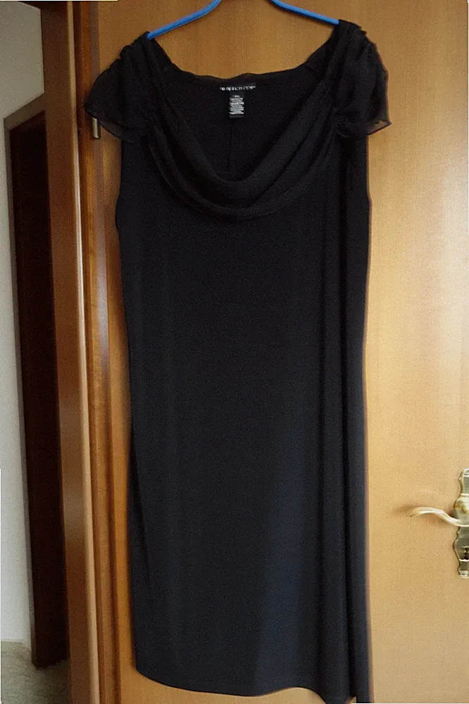 citiknits Damenkleid Gr. XXL schwarz ärmellos mit Tüll-Ausschnitt waschbar