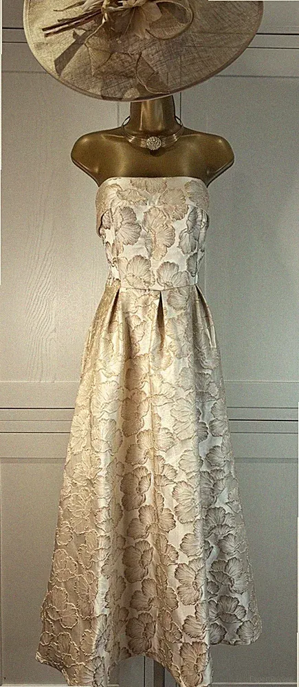 Club L London UK 10/12 Gold Kleid Hochzeit Mutter Braut Bräutigam Gast Rennen Event