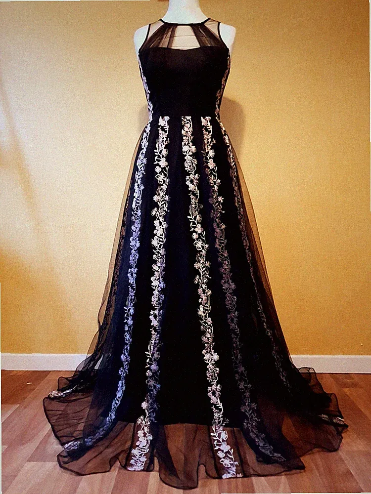 Coast 179 £ schwarzes besticktes Maxikleid Gr. 14 Abschlussball lang Party Hochzeit Gast