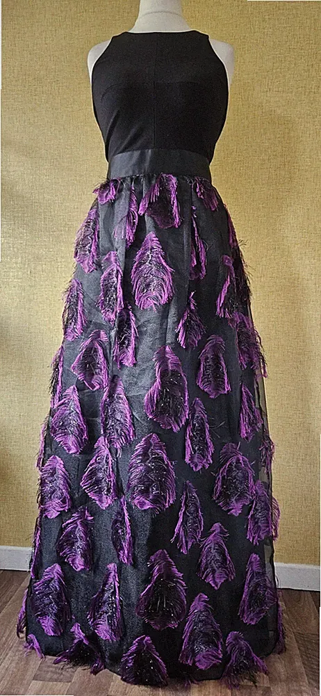 COAST 195£ Kleid Gr. 12 lila Feder Maxi Party Abend lang Hochzeit GAST