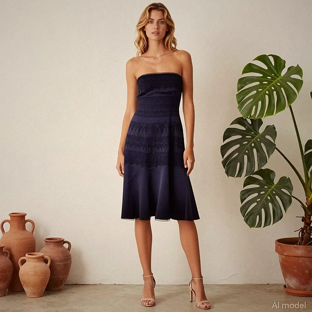 Coast Abend Glam Knielang Kleid Schwarz Seidenmischung Ärmellos Bestickt Gr. 40
