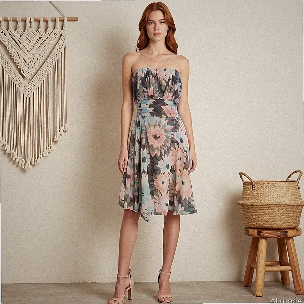 Coast Abend Romantik Mini Kleid Mehrfarbig Blumen A-Linie Ärmellos Gr. 42