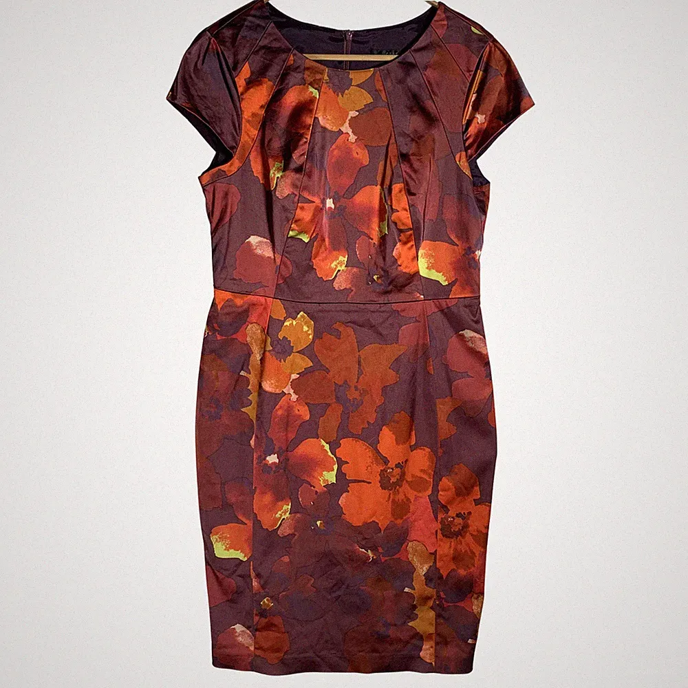 Coast Bleistiftkleid Gr. UK 14 lila orange Blumen Aquarell Hochzeitsgast