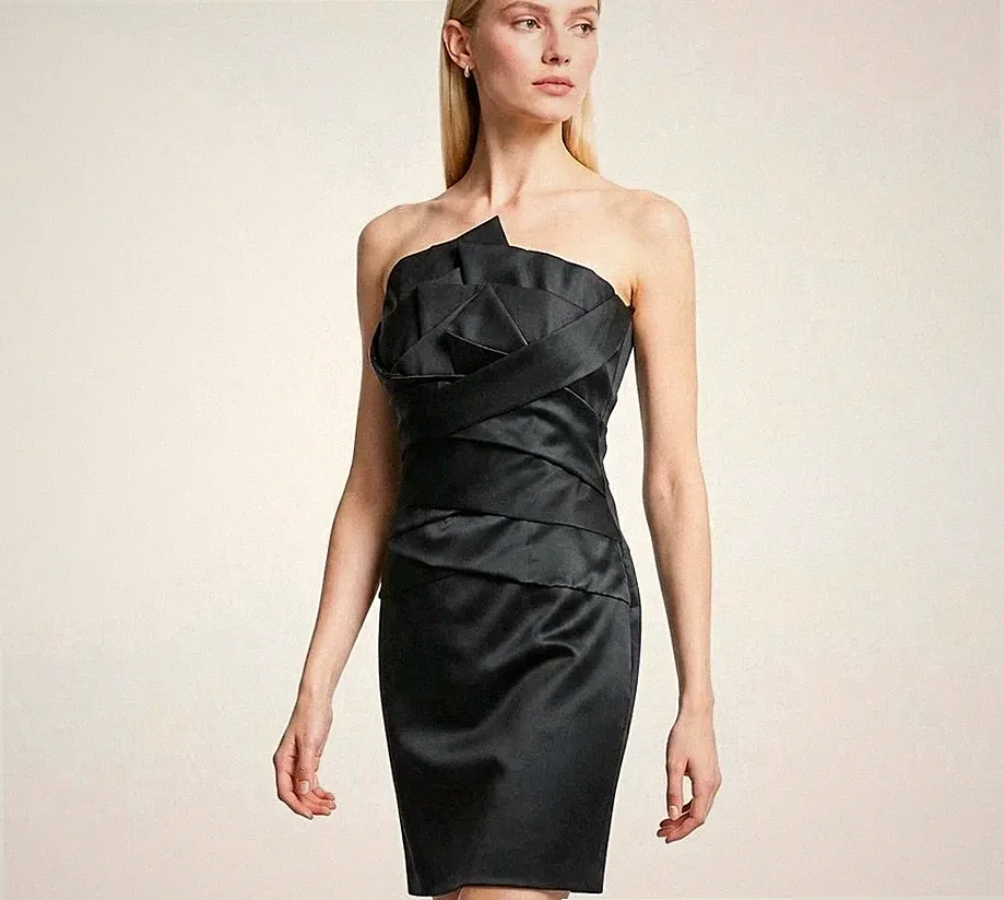 Coast Bodycon-Kleid schwarz Satin UK 10/12 elegant Anlass Abend Hochzeit Gast