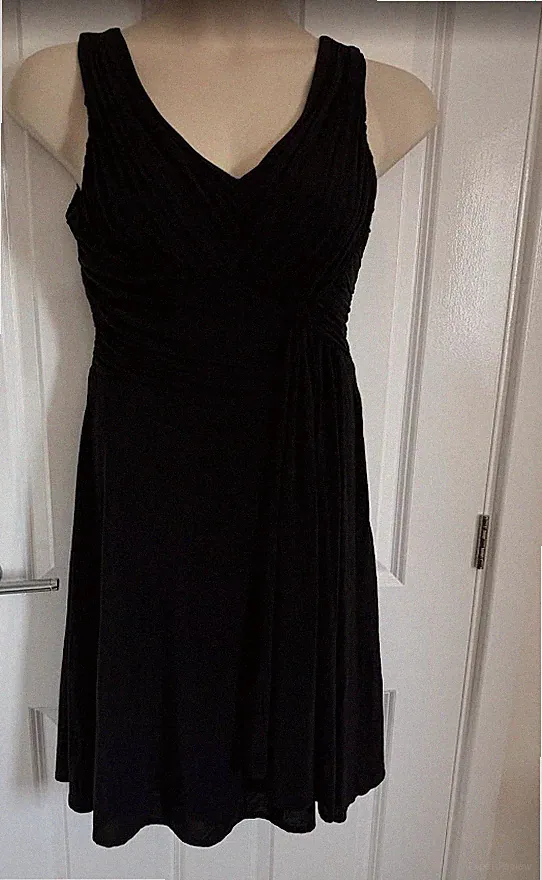 COAST Cocktailkleid schwarz gerafft UK 12 Abend Party Hochzeit Gast Midi
