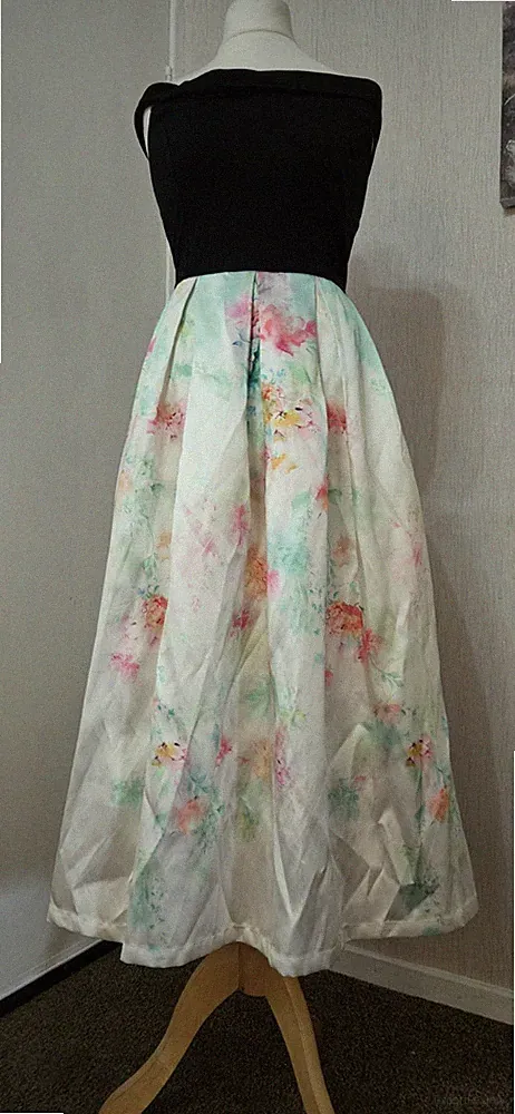 COAST cremefarbenes Fit & Flare Midikleid Gr. 14 Party Hochzeit Gast schulterfrei rosa