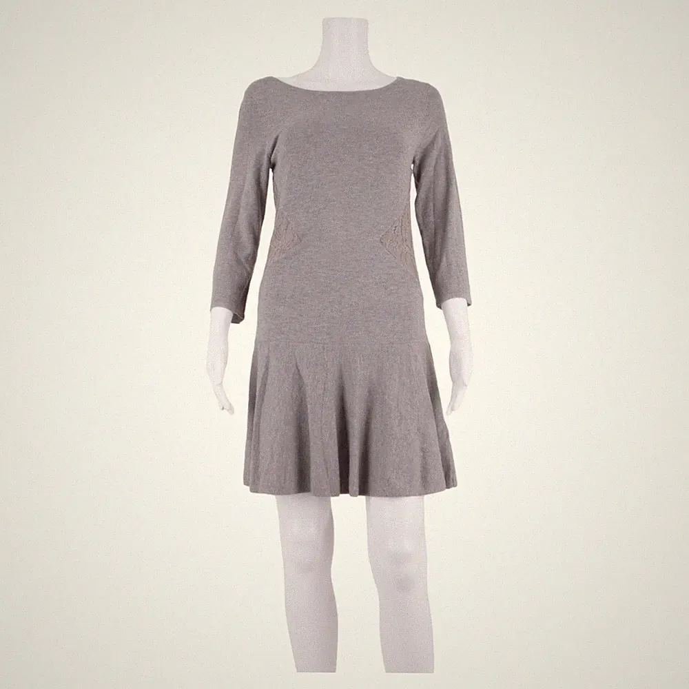 COAST Damen A-Linien Kleid Grau Langarm Knie Länge UK 8