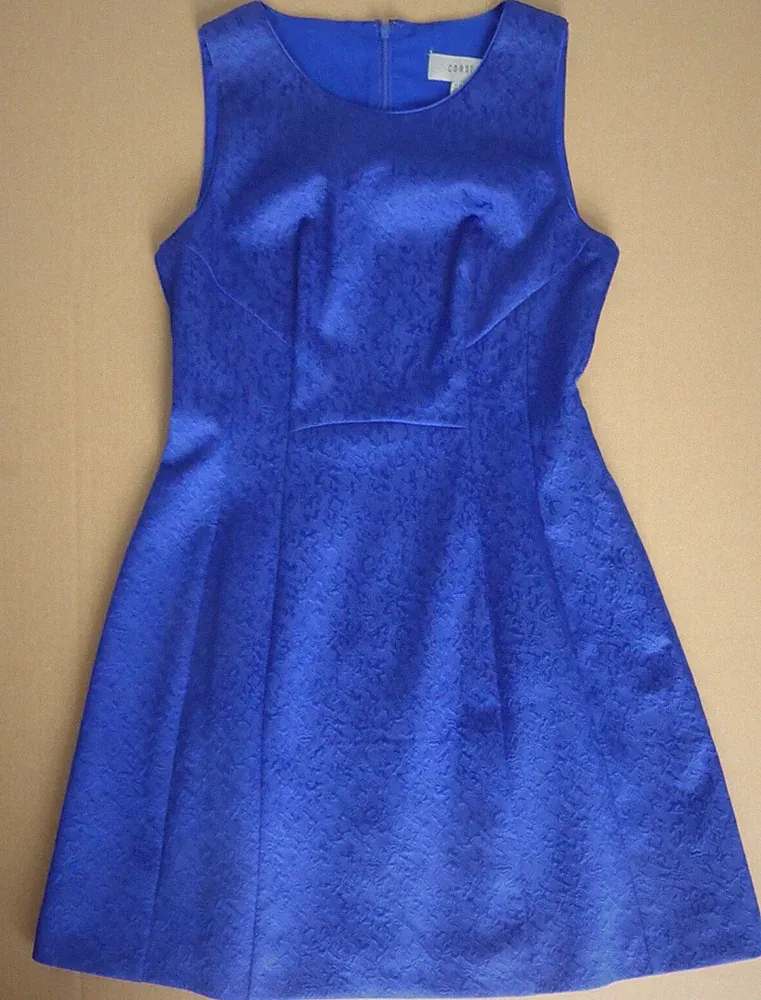 COAST DAMEN JACQUARD KLEID GR.38 FESTLICH A-LINIE BLAU