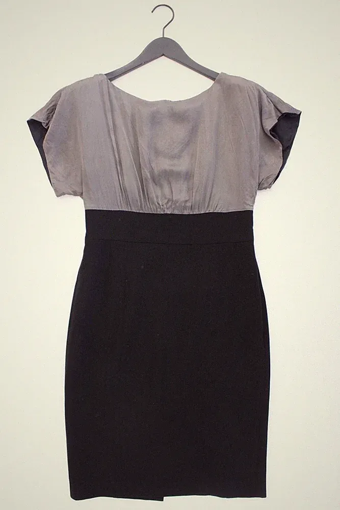 ⭐ Coast Etuikleid mit Seide für Damen Gr. UK 12, M, 40 Kurzarm grau ⭐