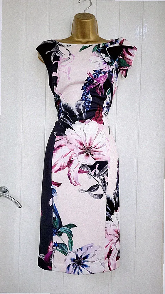 Coast Gr. 10 Stretch Bodycon Blumen Sommer Hochzeit Gast Rennen Anlass Kleid