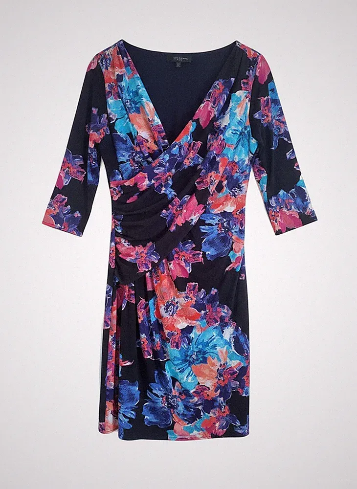 Coast Kleid Damen Größe 18 Marine Rosa Blau Blumenmuster Stretch Hochzeitsgast