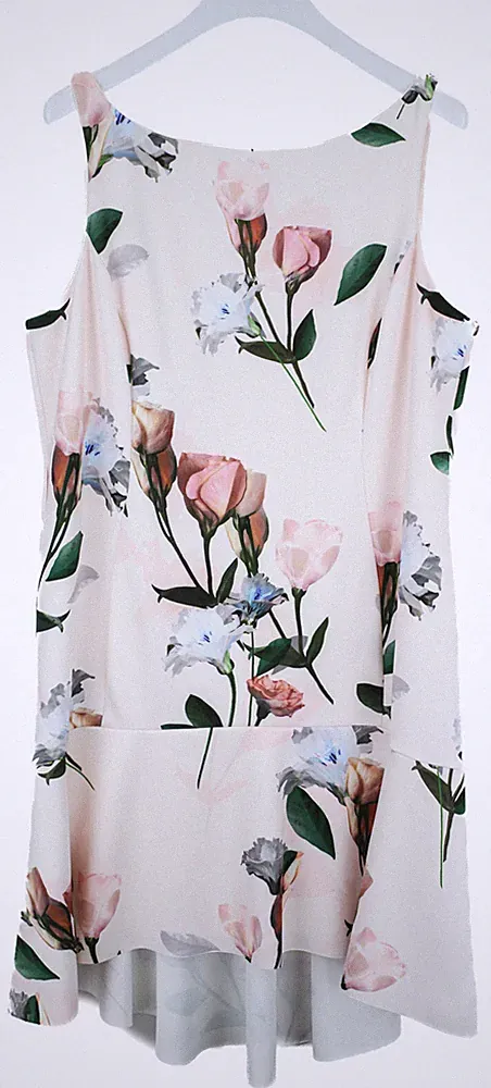 Coast Kleid Damen UK 24 Ärmellos Gefüttert Blumenmuster Rundhals Pink