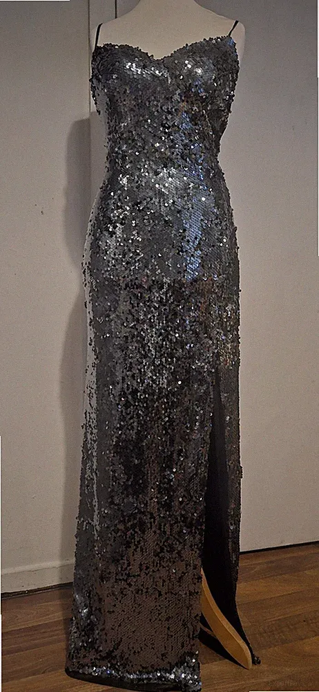 Coast Kleid Gr. 12 129 £ schwarz Pailletten silber rückenfrei Maxi Hochzeit Gast lang Abschlussball