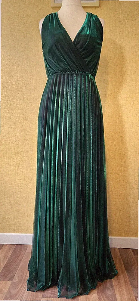 COAST Kleid Gr. 12 kurz grün Neckholder Maxi Party Abend lang Hochzeit Gast Petit