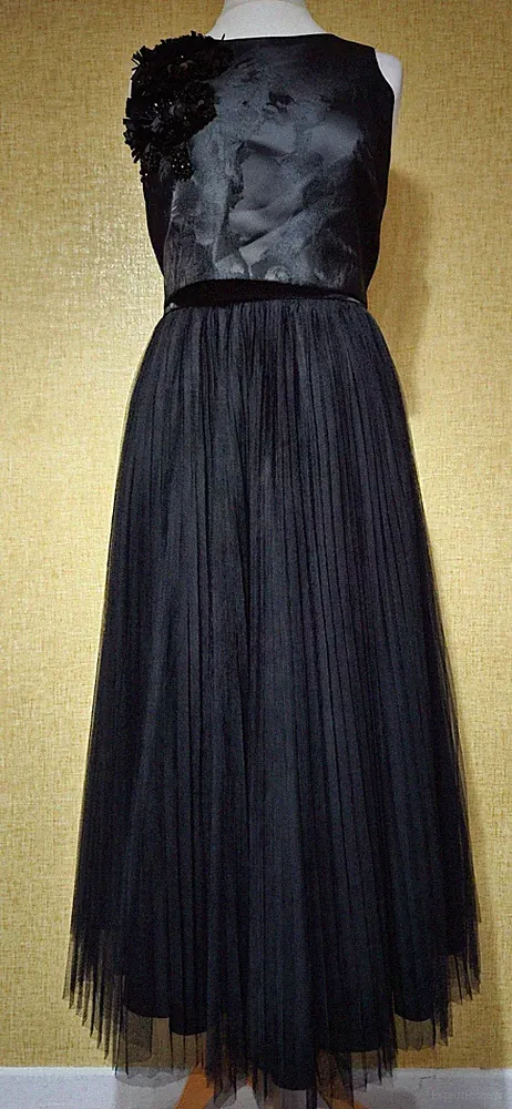 Coast Kleid Gr. 14 schwarz £250 Midi Pailletten Tutu Party Fit Flare Hochzeit Gast