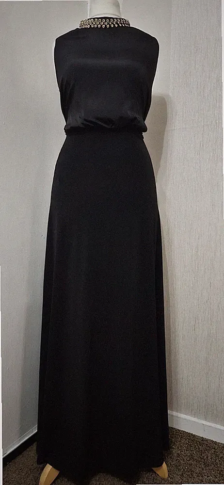 Coast Kleid Gr. 14 schwarz Schmuck Maxi lang Abend griechisch Abschlussball Party Hochzeit Gast
