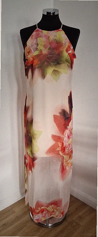 Coast Maxikleid rosa Blumen UK 12 Chiffon Anlass Abend Hochzeit Gast Rouge