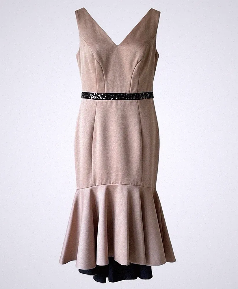 COAST Ryanna Schößchen Kleid Größe 10 Karamell Nude Fischschwanz Hochzeitsgast