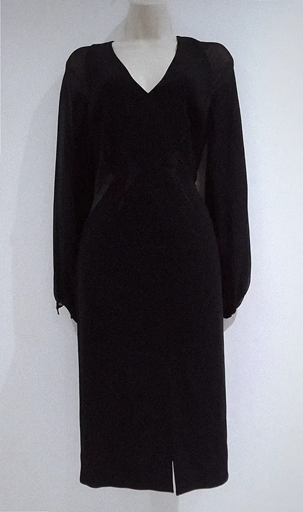 Coast schwarzes Damen Etuikleid Gr. 10 Float Fin Design transparente Ärmel gefüttert