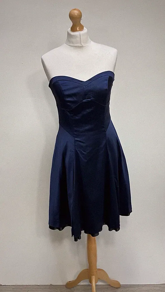 Coast trägerloses Damenkleid UK 12 marineblau Satin Party Cocktail Event Gast