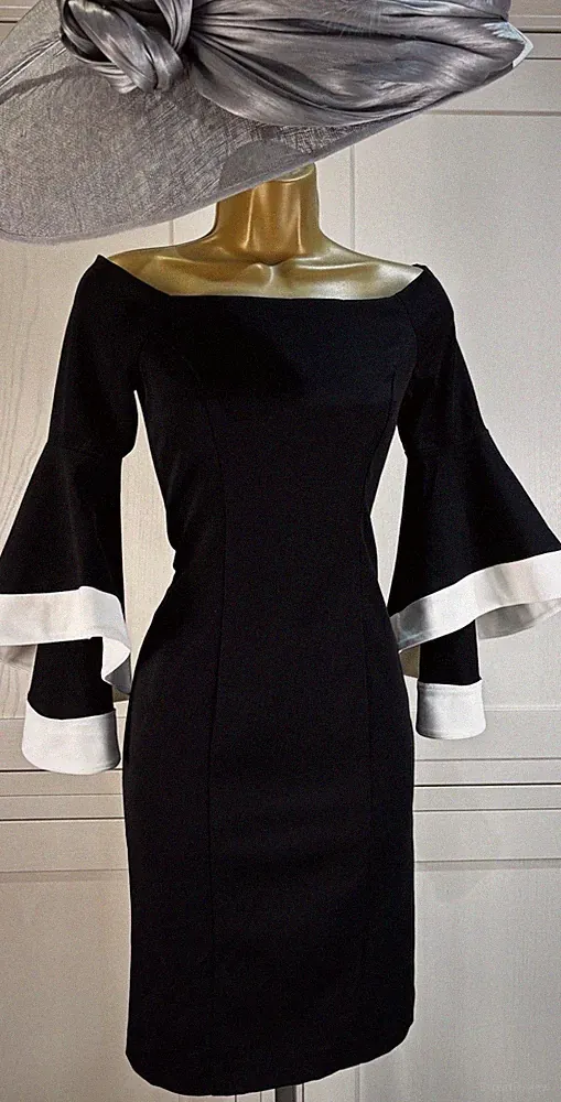 Coast UK 8/6 schwarz & weiß Kleid Hochzeit Mutter Braut Bräutigam Gast Rennen Veranstaltung