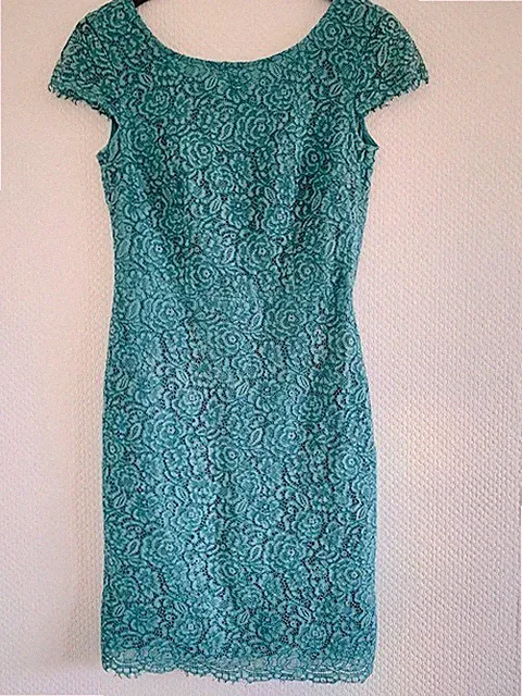 Cocktailkleid Etuikleid Spitzenkleid von ESPRIT Gr. 34 Türkis