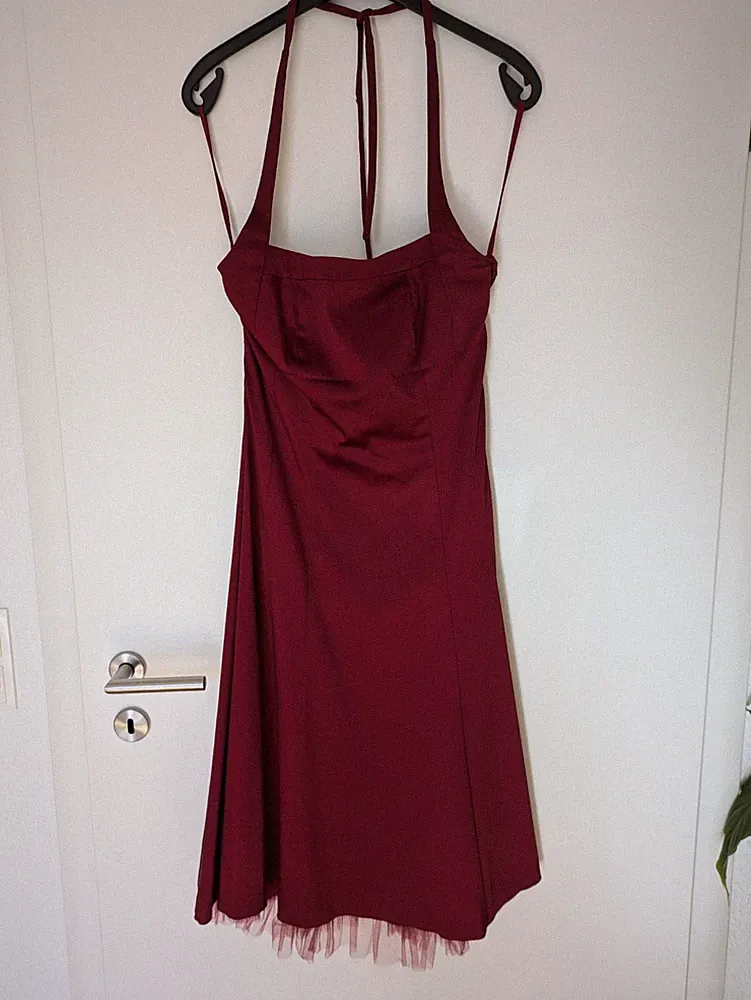 Cocktailkleid rot A-Linie 34 Damiani Partykleid evtl. Neckholder