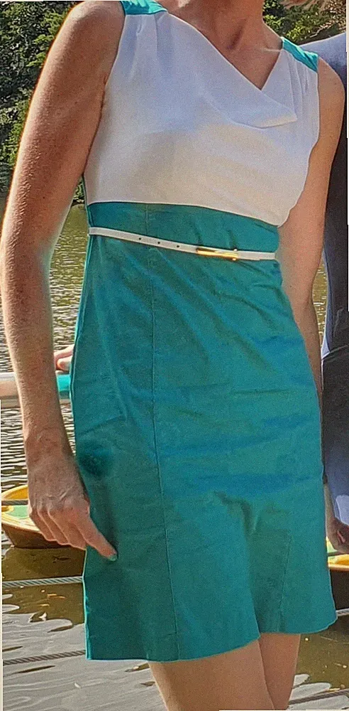 Cocktailkleid Türkis Weiß Gr. 36