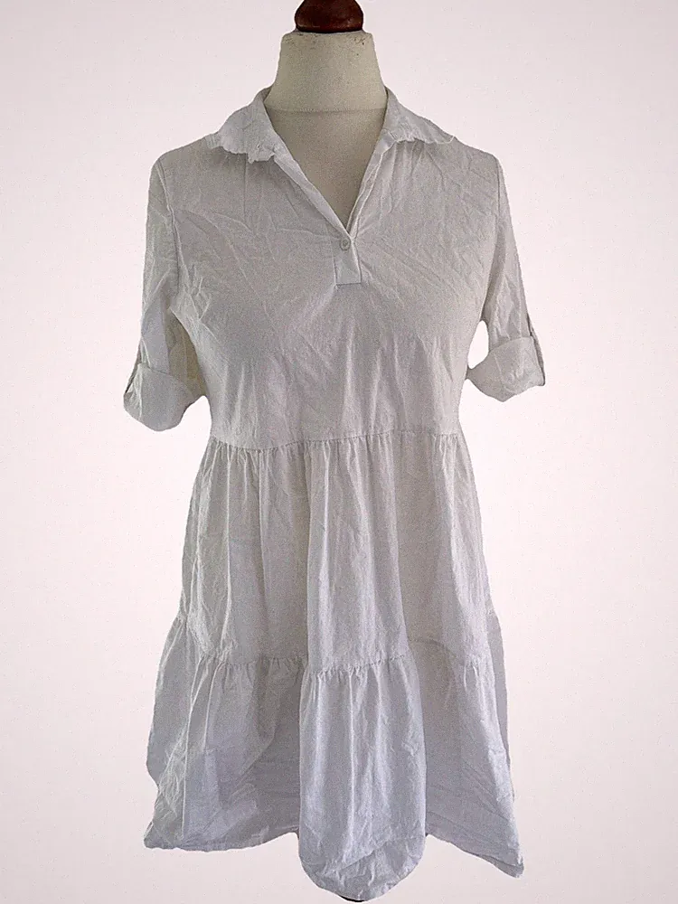 Coll64 Kleid Hängerchen A-Linie Weiß M Sommerkleid Baumwollmischung