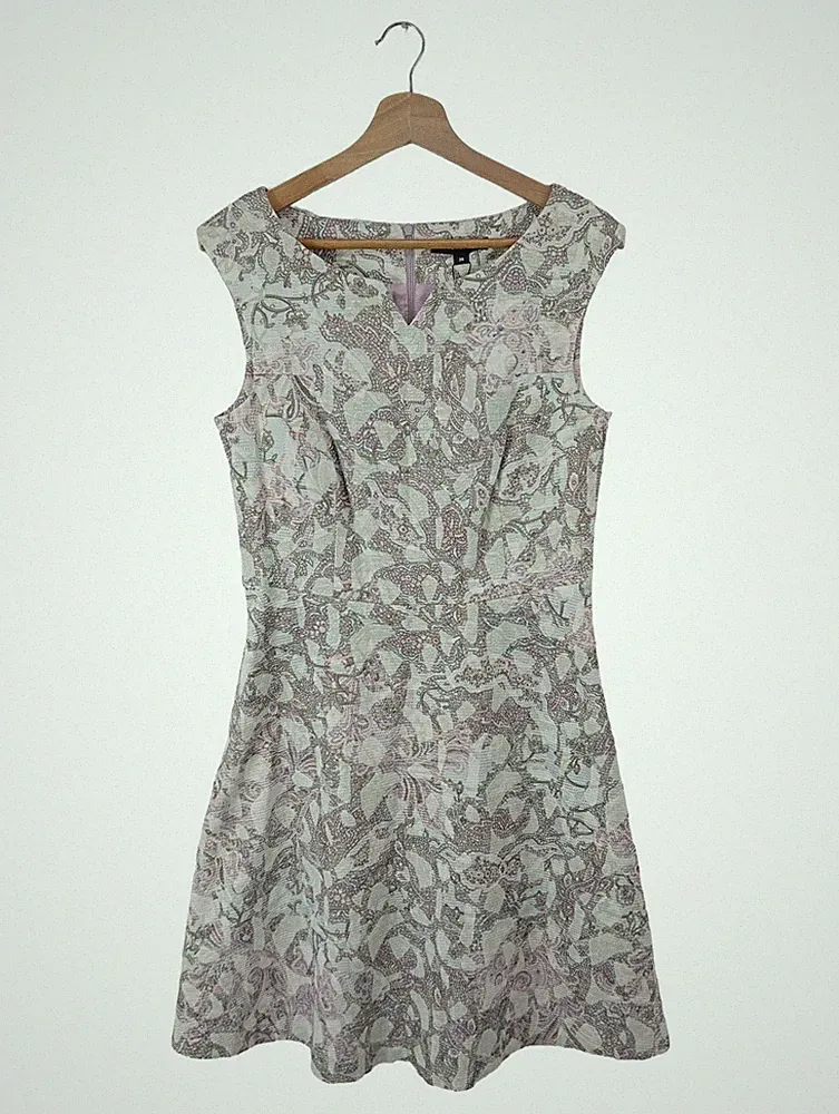 COMMA A-Linien Kleid Damen Kleid Gr. DE 38 pink-hellgrau-weiß Elegant