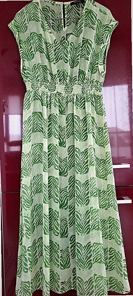 comma Damen Freizeitkleid A-Linie Midi Kurzarm V-Ausschnitt Blumen Gr. 32