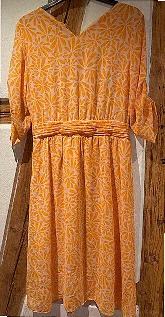 Comma Damen Kleid -orange/ocker Mille Fleur Gr. 36 Neu mit Etikett