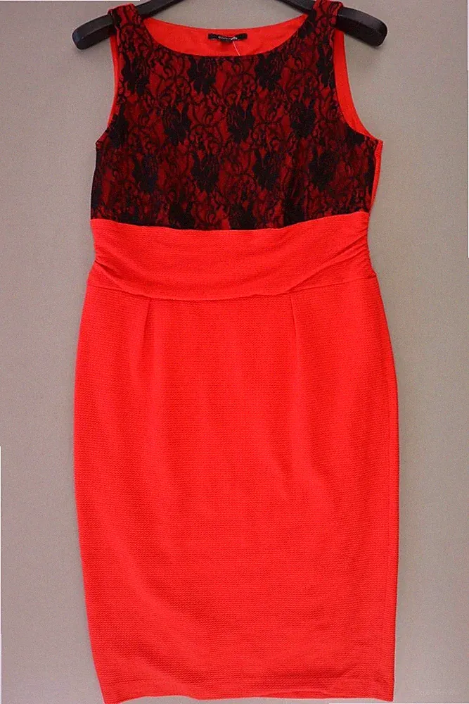 ✨ comma, Etuikleid Slim Kleid für Damen Gr. 40, M Ärmellos rot aus Polyamid ✨