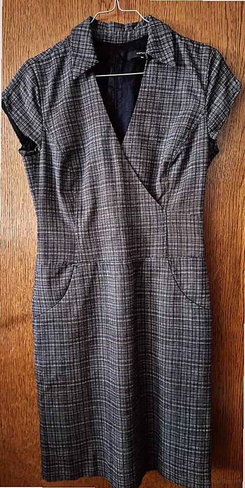 comma Kleid Etuikleid grau kariert Sommer Gr. 36 Damen