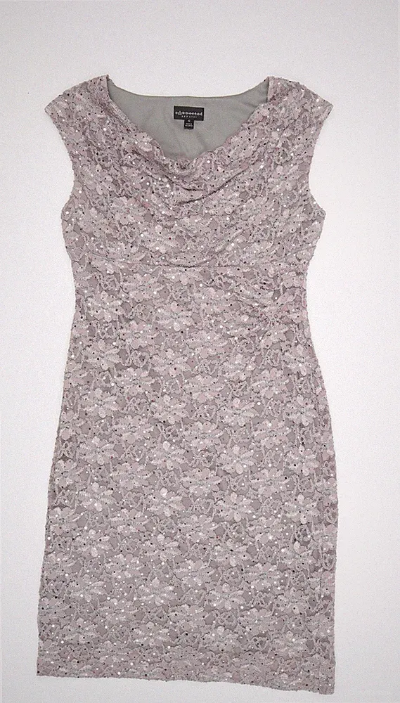 Connected Apparel Damen Rosa Pailletten Spitze Etuikleid Größe 12