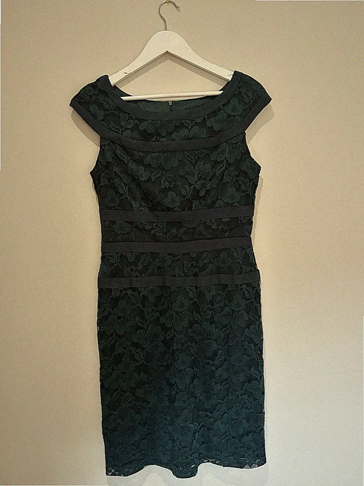 Connected Apparel smaragdgrün Spitze Bleistiftkleid UK 8 Anlass Hochzeit Gast