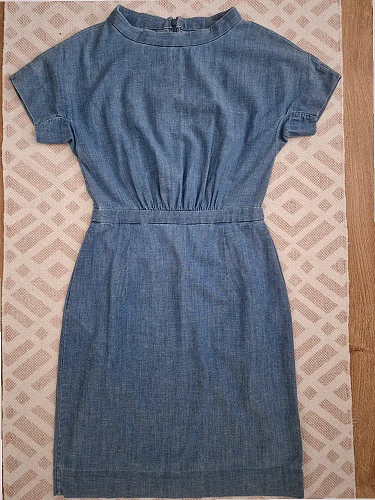 COS Jeanskleid Blau Kurzarm Gr. 34 Etui knielang Baumwolle