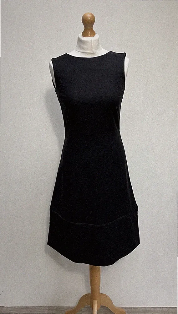 COS Midikleid 34 Gr. UK 8 schwarz Fit Flare Full Zip Off Saum dick Jersey smart