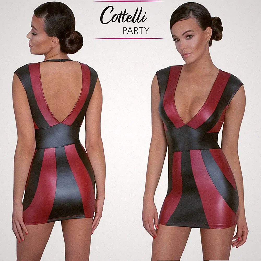 Cottelli Collection Minikleid Kleid rot-schwarz zweifarbig SEXY Party KLEID