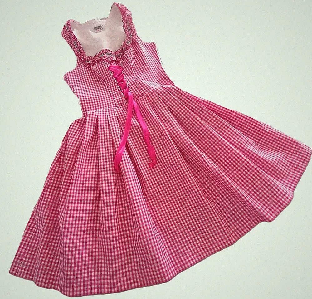 Country Line Dirndlkleid DE 32 IT 38 XS rosa weiß Vichy kariert bayerisch kein Apro