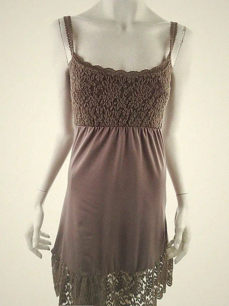 CREAM Damen A-Linien-Kleid Gr. S Braun Ärmellos Knielang U-Ausschnitt