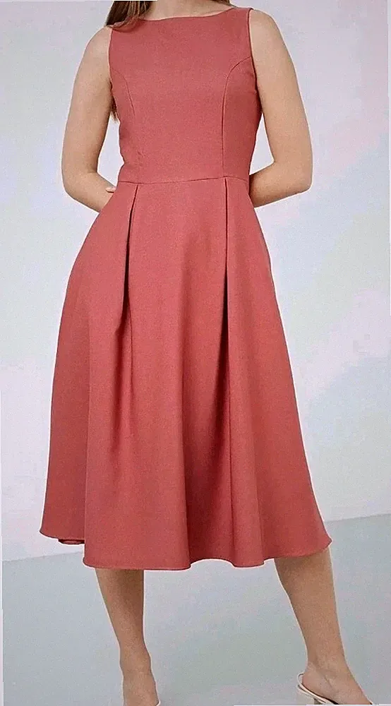 CREW NECK PLEATED MIDI - Freizeitkleid Gr: 38