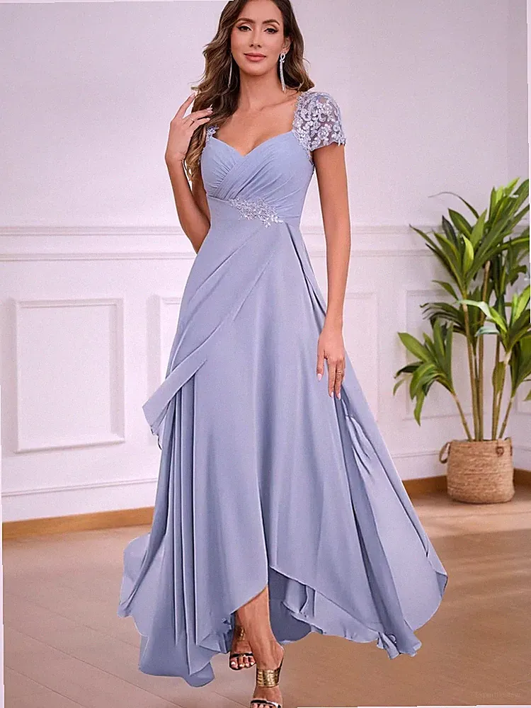 Damen A‑Linie Spitze Brautmutterkleid Abendkleid Hochzeitsgast